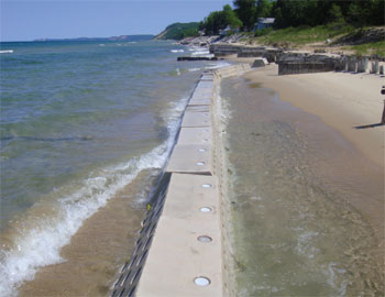 Sandsaver beach erosion barrier, sand saver, sandsavers installed, Installed Beach Erosion barrier